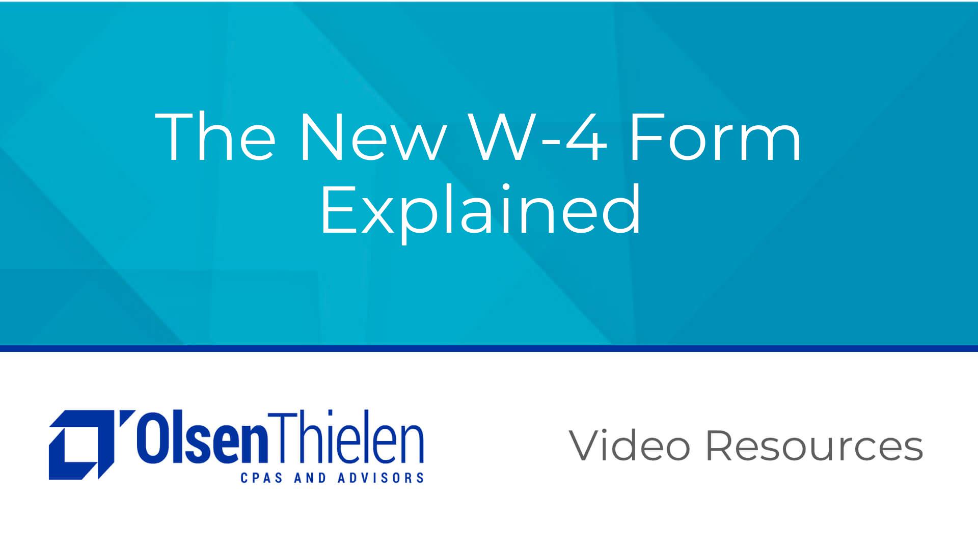 The New W-4 Form Explained