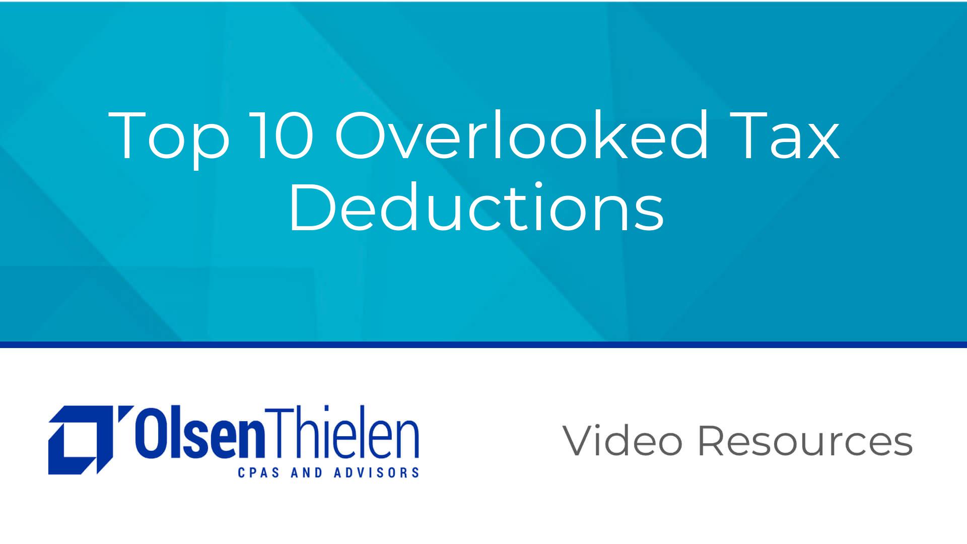 Top 10 Overlooked Tax Deductions